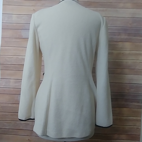 St. John white button down cardigan Black Trim 6 - Picture 4 of 5